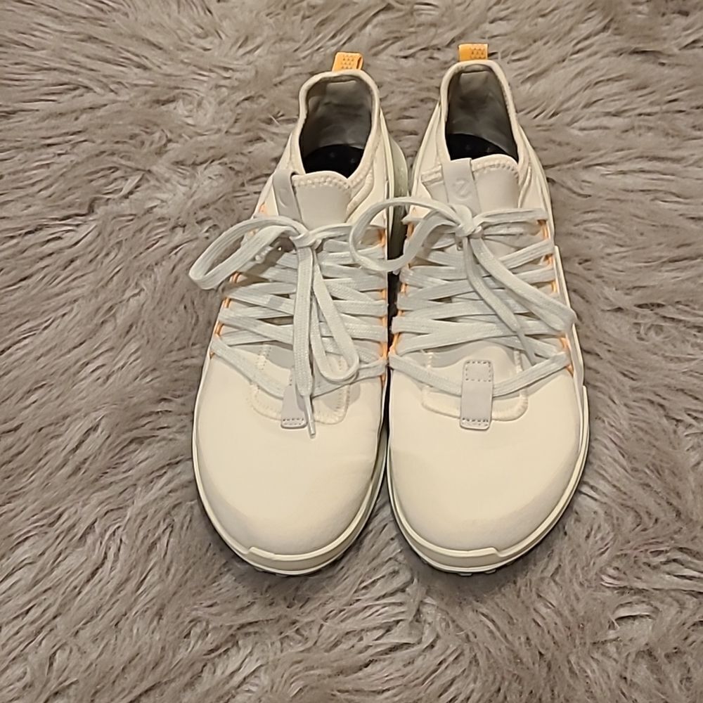 Ecco White and Orange Athletic Shoes